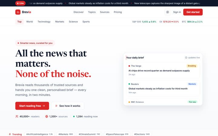 Brevia news homepage preview